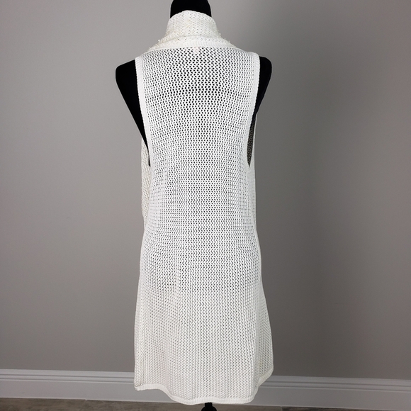 ROMEO & Juliet Crochet open front Cardigan Embroidered Glass Beads White M - Picture 3 of 8